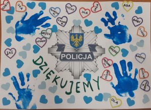 Podziękowania dla policjantów od dyrektora przedszkola  za przeprowadzenia pogadanki