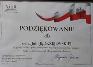 podziękowanie dla policjantki